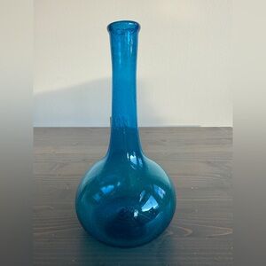 Vintage hand blow turquoise glass vase